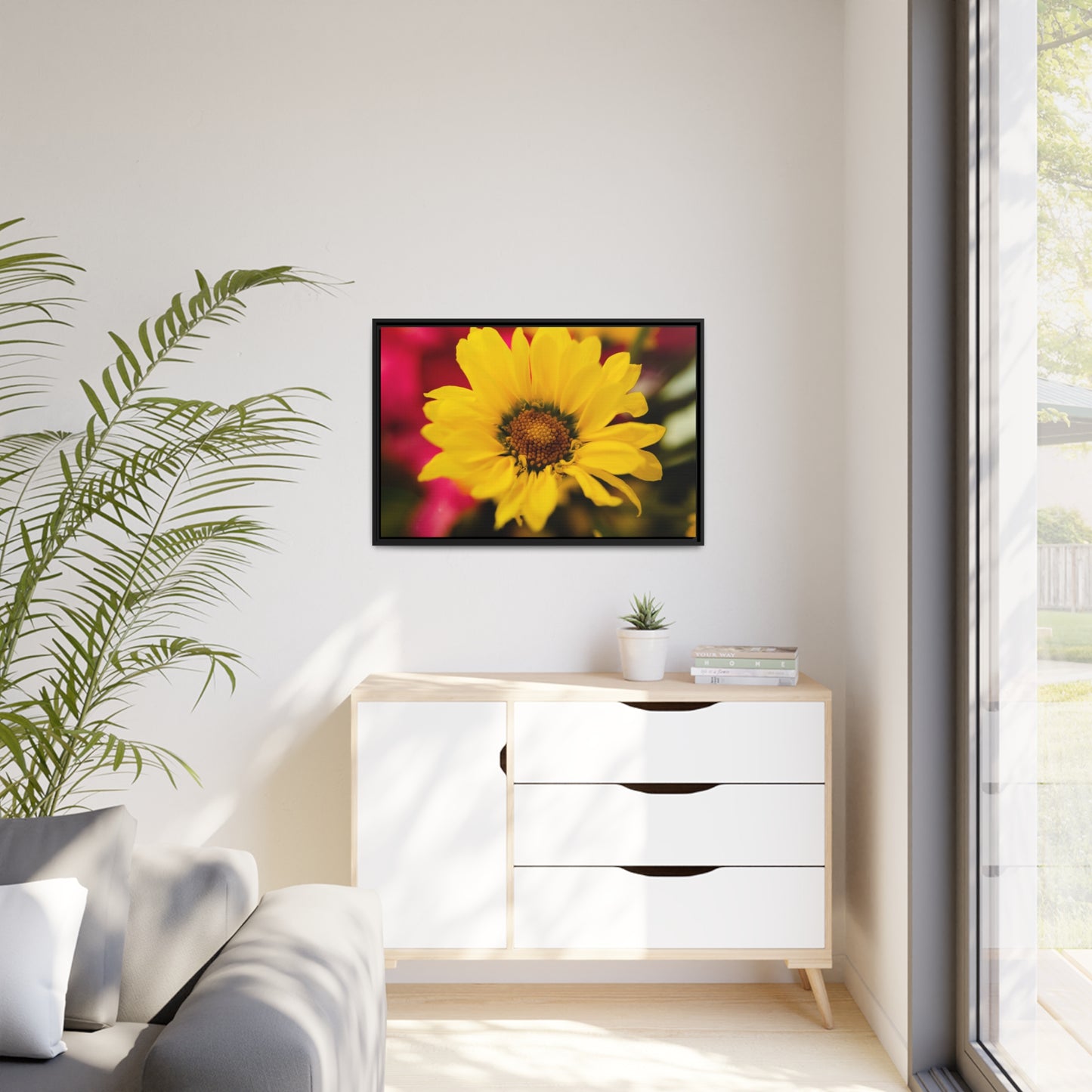 Blooms of sunshine on Matte Canvas, Black Frame